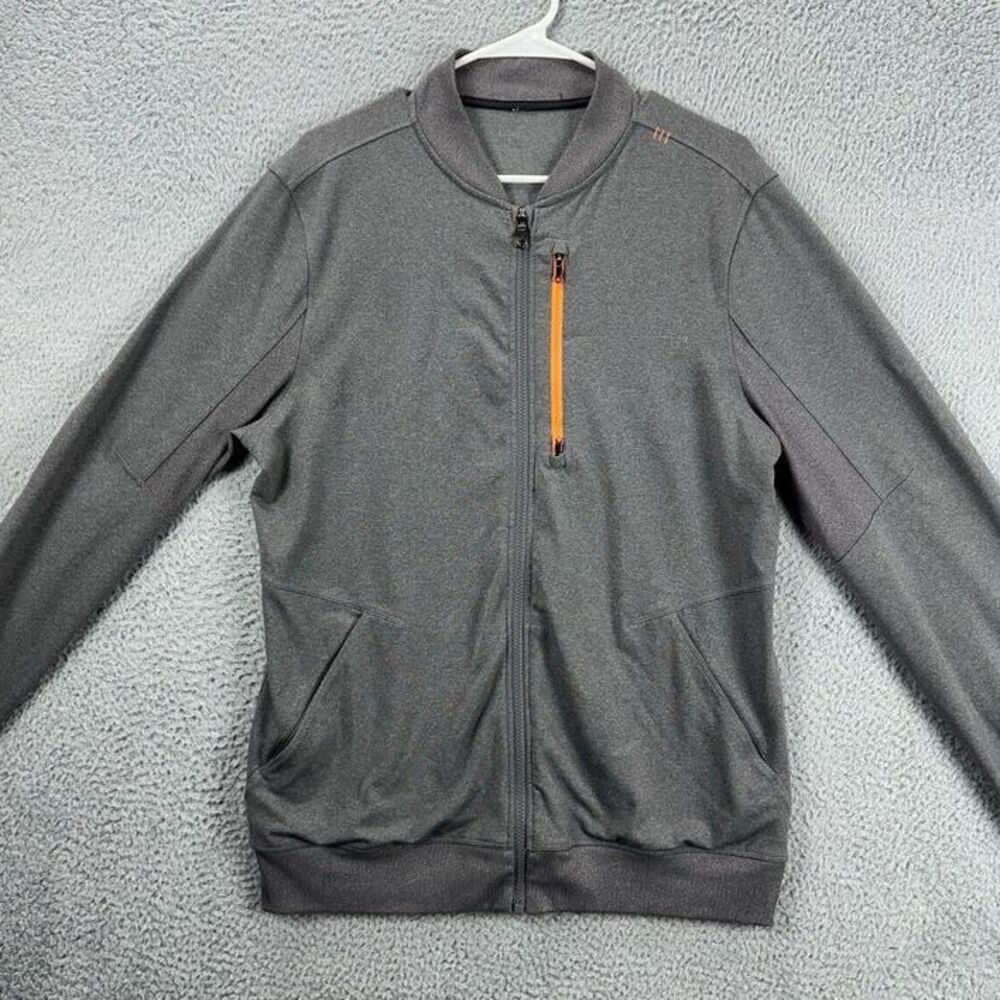 Lululemon Active Full Zip Jacket Adult Large Six Pack Grey Wicking Athletic Mens